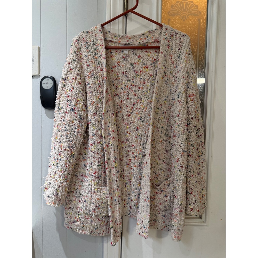 John Paul Richard Woman Confetti Popcorn Knit Cardigan Cream Multicolor 1X